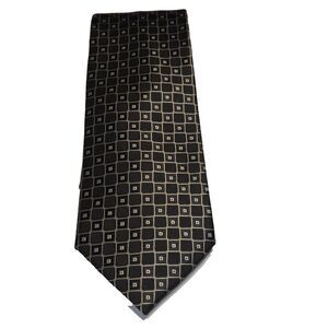 Van Heusen Gray & Black Geometric Pattern Handmade Necktie